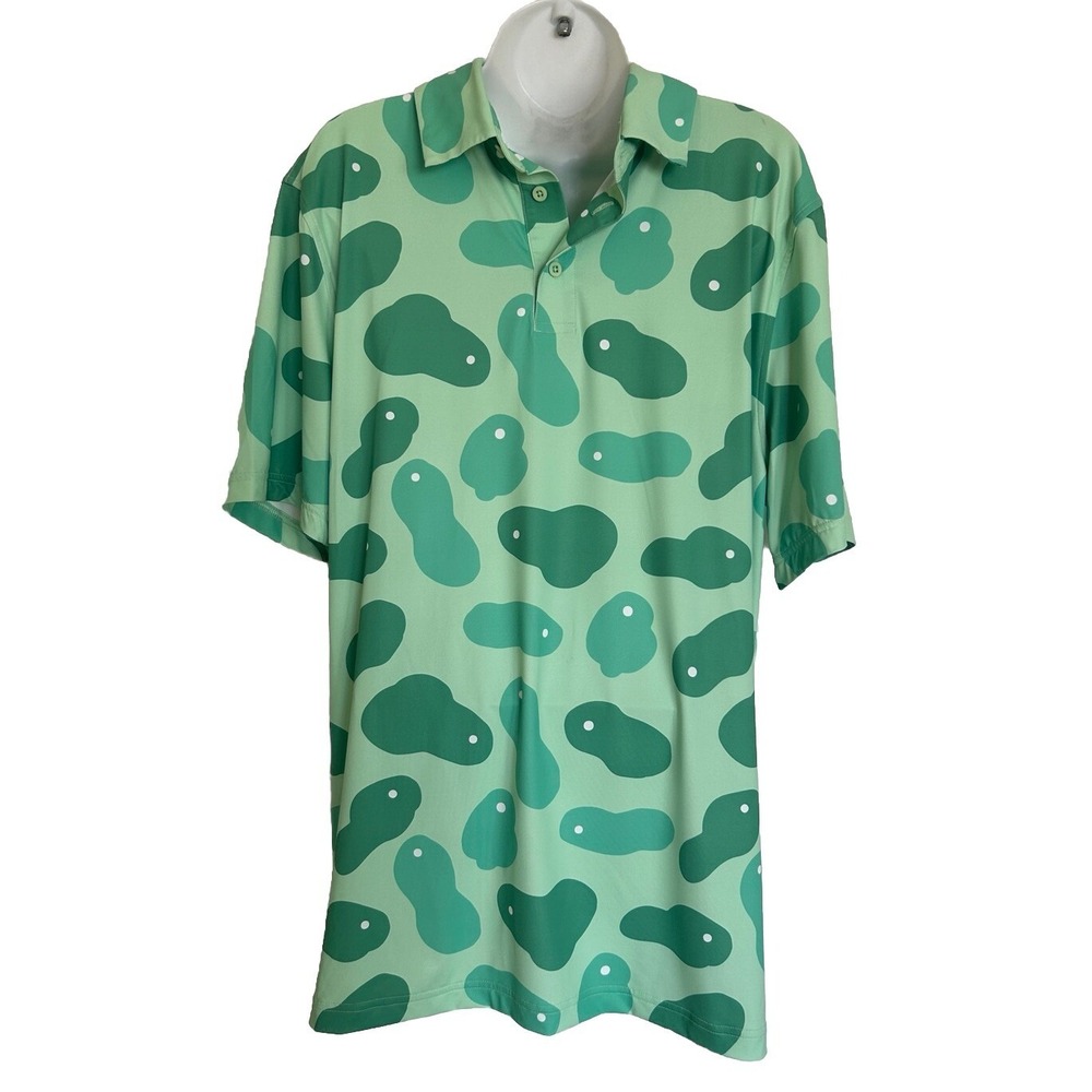NWT Sosik Performance Polo Bentgrass Putting Green All Over Print Men's M NEW